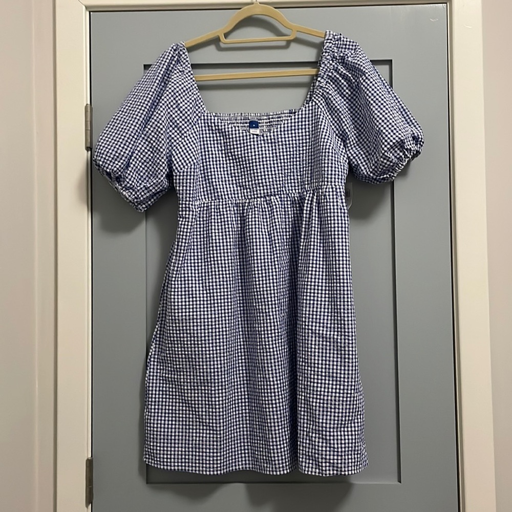 NWT Old Navy Blue and White Gingham Dress